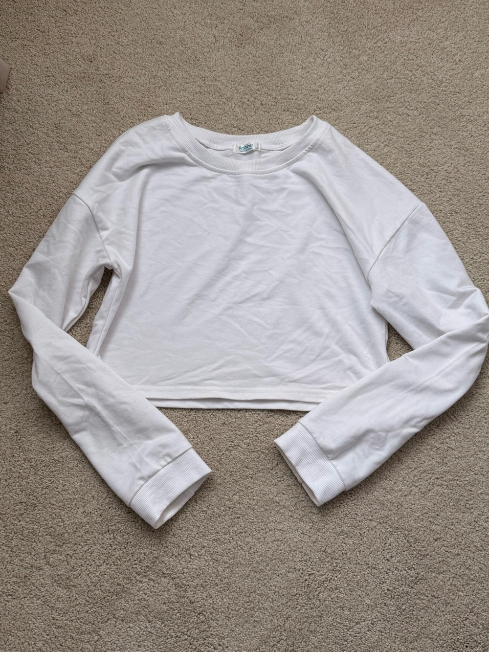 White Cropped Long-Sleeve Top - Unbranded